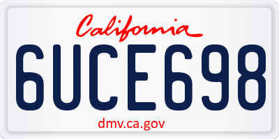 CA license plate 6UCE698