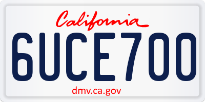 CA license plate 6UCE700