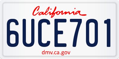 CA license plate 6UCE701