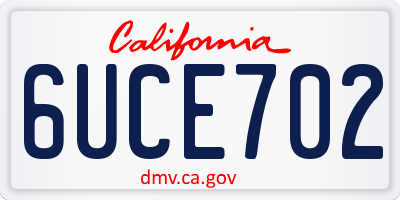CA license plate 6UCE702