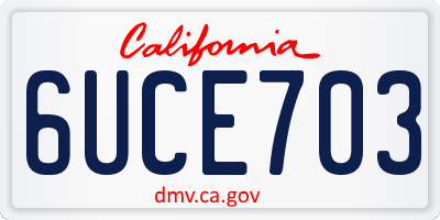 CA license plate 6UCE703