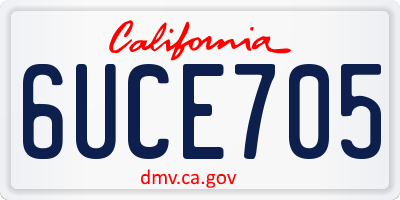 CA license plate 6UCE705
