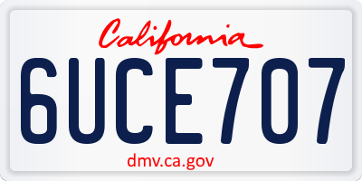 CA license plate 6UCE707