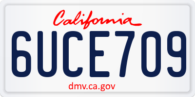 CA license plate 6UCE709