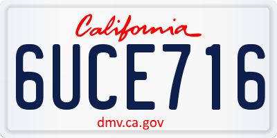 CA license plate 6UCE716