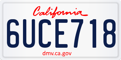 CA license plate 6UCE718