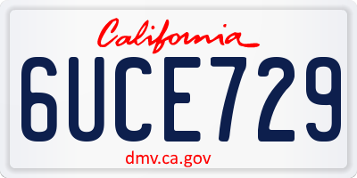 CA license plate 6UCE729