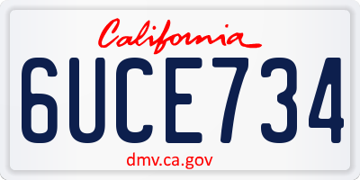 CA license plate 6UCE734