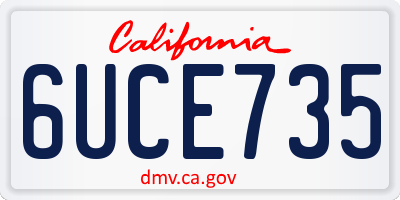 CA license plate 6UCE735