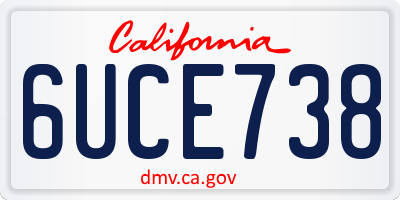 CA license plate 6UCE738