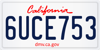 CA license plate 6UCE753