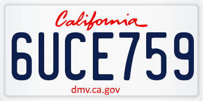 CA license plate 6UCE759
