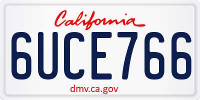 CA license plate 6UCE766