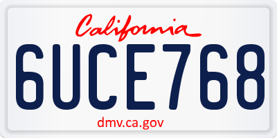 CA license plate 6UCE768