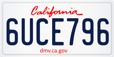 CA license plate 6UCE796