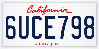 CA license plate 6UCE798