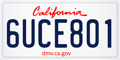 CA license plate 6UCE801