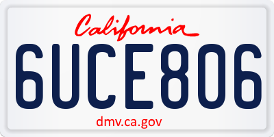 CA license plate 6UCE806