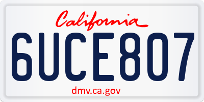 CA license plate 6UCE807