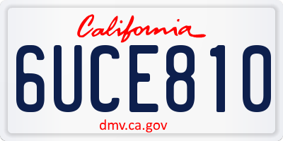 CA license plate 6UCE810