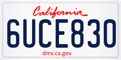 CA license plate 6UCE830