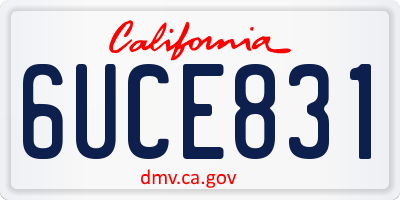 CA license plate 6UCE831