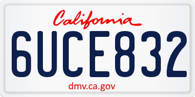 CA license plate 6UCE832