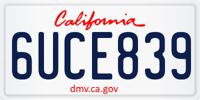 CA license plate 6UCE839