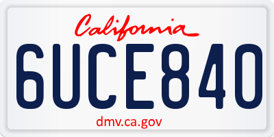 CA license plate 6UCE840