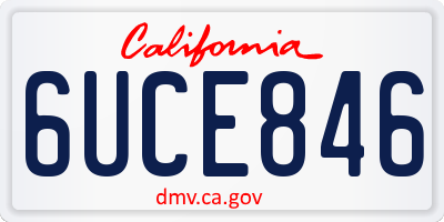 CA license plate 6UCE846