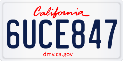 CA license plate 6UCE847