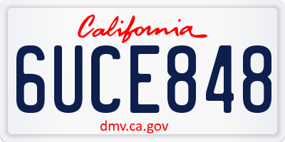 CA license plate 6UCE848