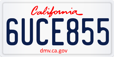 CA license plate 6UCE855
