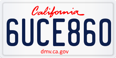 CA license plate 6UCE860