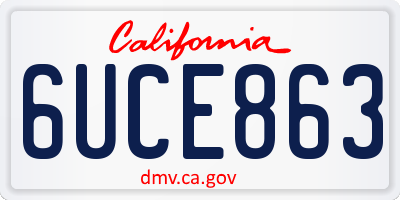 CA license plate 6UCE863