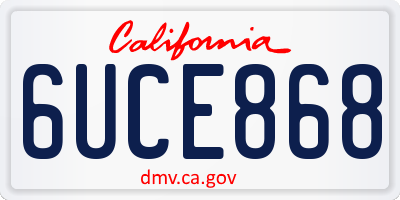 CA license plate 6UCE868