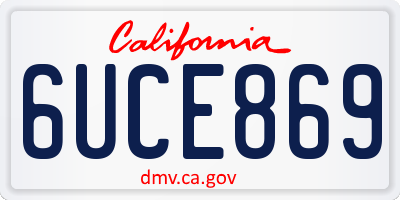 CA license plate 6UCE869