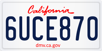 CA license plate 6UCE870