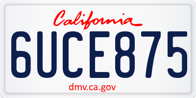CA license plate 6UCE875