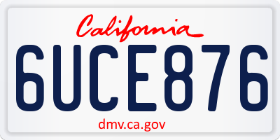 CA license plate 6UCE876