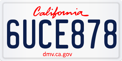 CA license plate 6UCE878