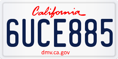 CA license plate 6UCE885