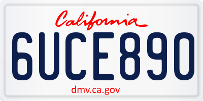 CA license plate 6UCE890