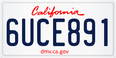 CA license plate 6UCE891