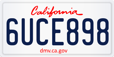 CA license plate 6UCE898
