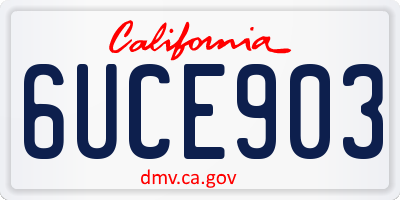 CA license plate 6UCE903