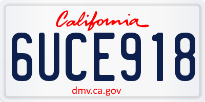 CA license plate 6UCE918