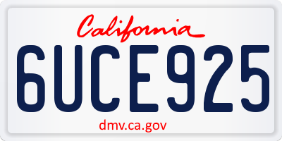 CA license plate 6UCE925