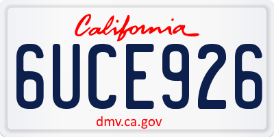 CA license plate 6UCE926
