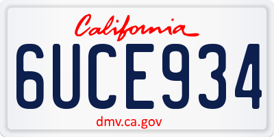 CA license plate 6UCE934